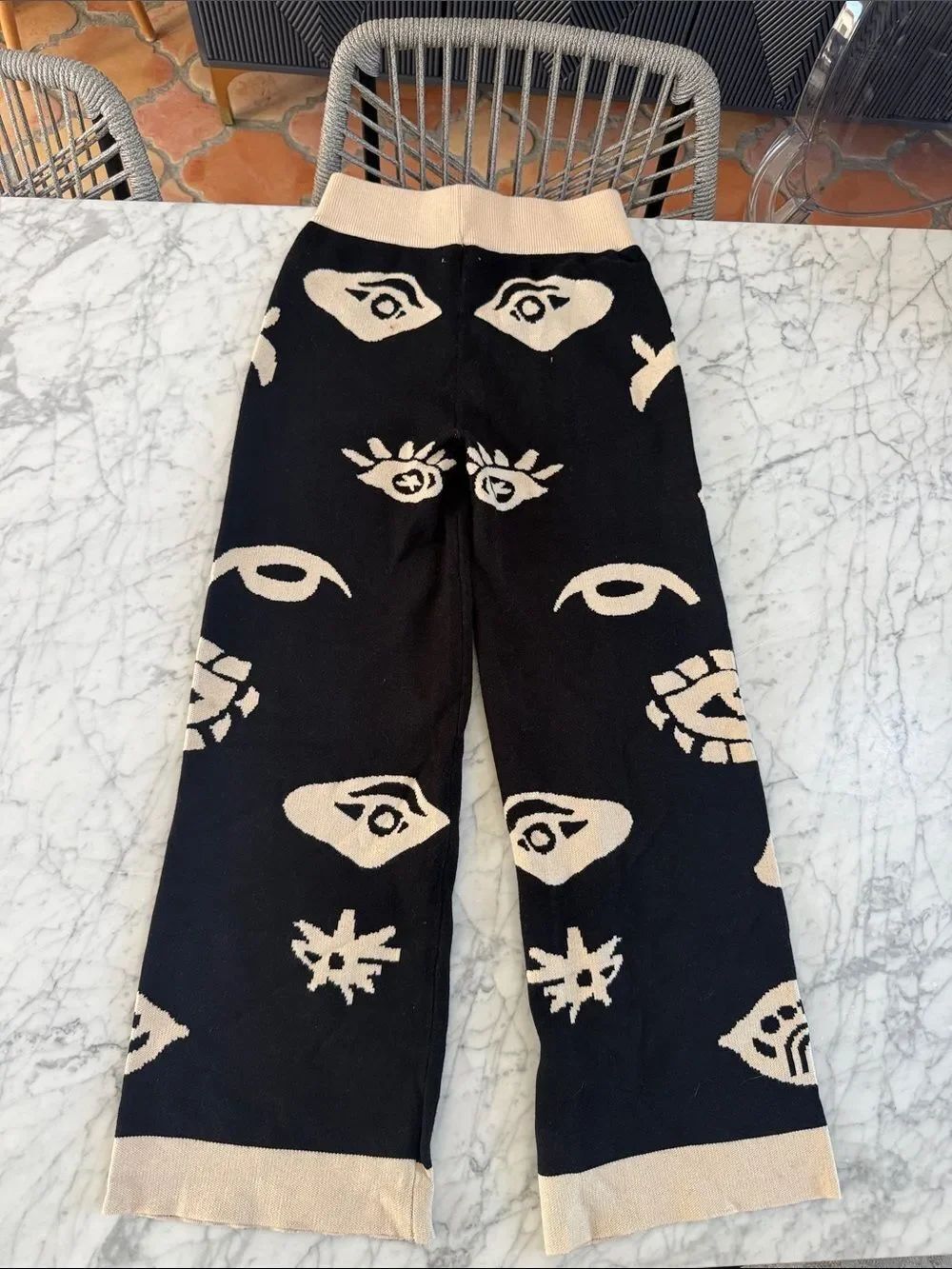 Eyes Knit Wide Leg Pants Women’s Sz M - Picture 5 of 6